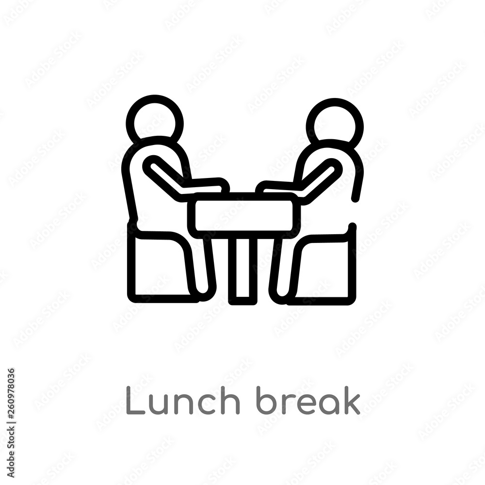 Poster outline lunch break vector icon. isolated black simple line element illustration from people concept