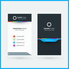 Obraz premium Vertical double-sided business card template. Vector illustration. Stationery design