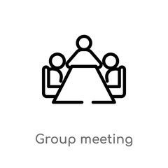 outline group meeting vector icon. isolated black simple line element illustration from people concept. editable vector stroke group meeting icon on white background