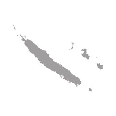 High detailed vector map of New Caledonia with navigation pins.