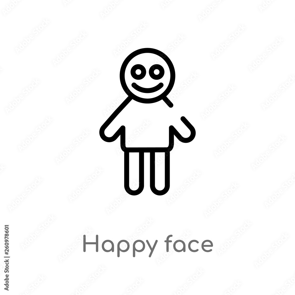 Poster outline happy face vector icon. isolated black simple line element illustration from people concept.