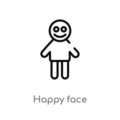 outline happy face vector icon. isolated black simple line element illustration from people concept. editable vector stroke happy face icon on white background