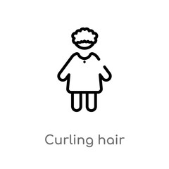 outline curling hair vector icon. isolated black simple line element illustration from people concept. editable vector stroke curling hair icon on white background