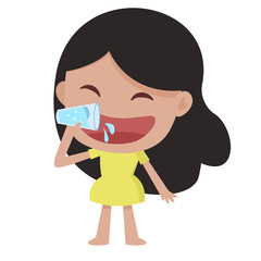 woman drinking a glass of water fresh and healthy smile concept