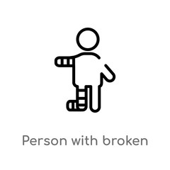 outline person with broken arm vector icon. isolated black simple line element illustration from people concept. editable vector stroke person with broken arm icon on white background