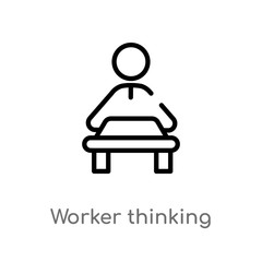 outline worker thinking vector icon. isolated black simple line element illustration from people concept. editable vector stroke worker thinking icon on white background