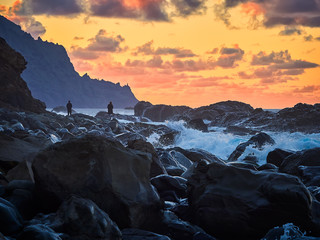 Beautiful Benijo beach, Anaga, Tenerife, Canary Islands at sunset