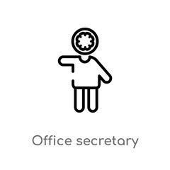 outline office secretary vector icon. isolated black simple line element illustration from people concept. editable vector stroke office secretary icon on white background