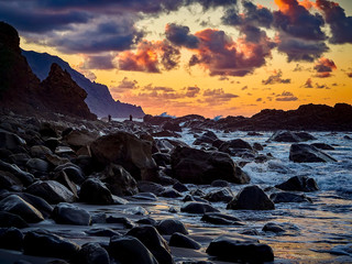 Obraz premium Beautiful Benijo beach, Anaga, Tenerife, Canary Islands at sunset