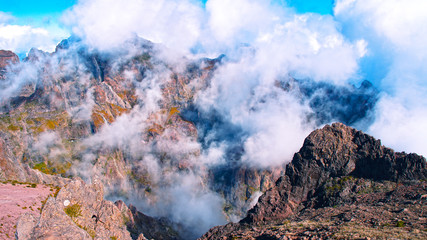clouds over mountains