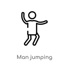 outline man jumping vector icon. isolated black simple line element illustration from people concept. editable vector stroke man jumping icon on white background
