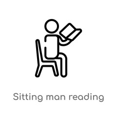 outline sitting man reading vector icon. isolated black simple line element illustration from people concept. editable vector stroke sitting man reading icon on white background