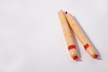 cheese sausages isolated.