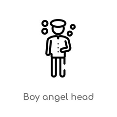 outline boy angel head vector icon. isolated black simple line element illustration from people concept. editable vector stroke boy angel head icon on white background