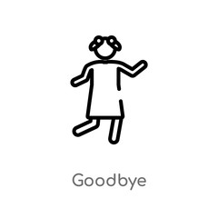 outline goodbye vector icon. isolated black simple line element illustration from people concept. editable vector stroke goodbye icon on white background