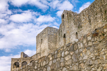 Fototapeta na wymiar Huge walls of the medieval castle Strecno nearby Zilina town, Slovakia, Europe.