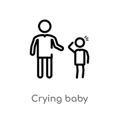 outline crying baby vector icon. isolated black simple line element illustration from people concept. editable vector stroke crying baby icon on white background