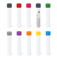 Colorful vacutainer for blood analisis. Vector illustration.