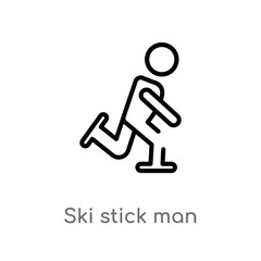 outline ski stick man vector icon. isolated black simple line element illustration from people concept. editable vector stroke ski stick man icon on white background