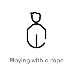 outline playing with a rope vector icon. isolated black simple line element illustration from people concept. editable vector stroke playing with a rope icon on white background