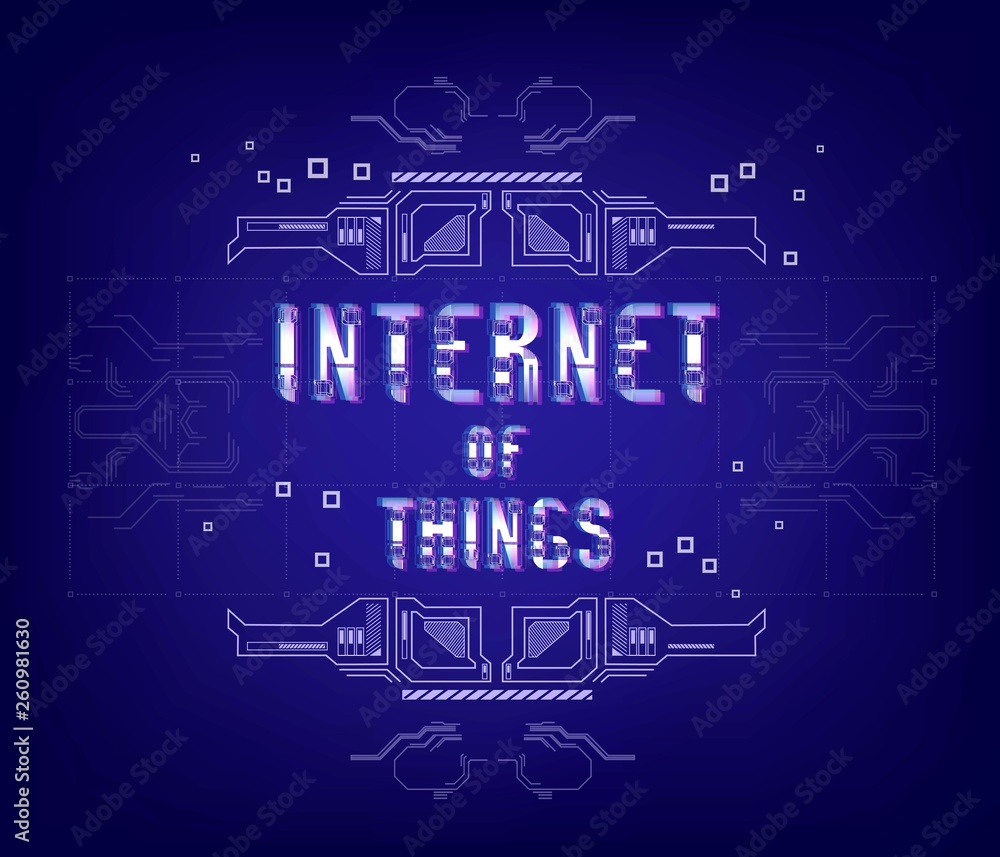 Fototapete iot. conceptual layout with hud elements for print and web. lettering with futuristic user interface