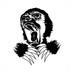 Naklejka premium vector image of ape and silhouette of gorilla