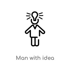 outline man with idea vector icon. isolated black simple line element illustration from people concept. editable vector stroke man with idea icon on white background