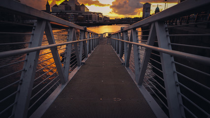 Sunset over bridge