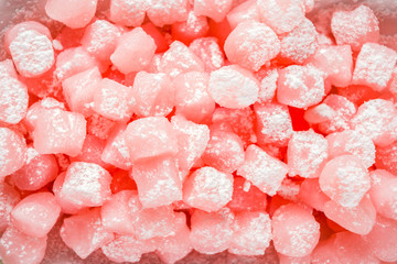 Japanese traditional sweet dessert, pink colored mini mochi