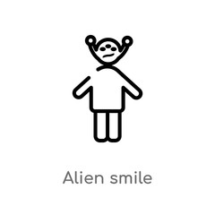 outline alien smile vector icon. isolated black simple line element illustration from people concept. editable vector stroke alien smile icon on white background