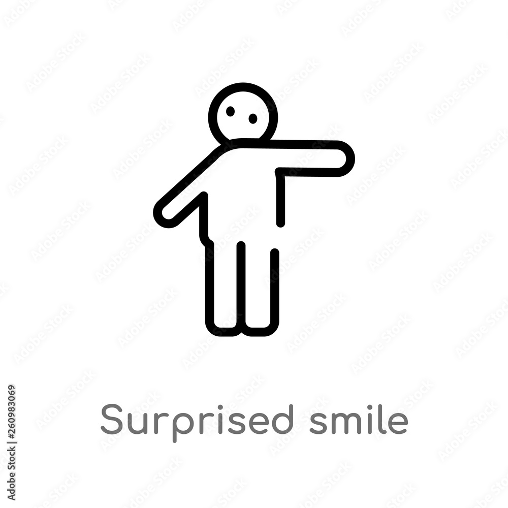 Poster outline surprised smile vector icon. isolated black simple line element illustration from people con