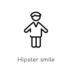 outline hipster smile vector icon. isolated black simple line element illustration from people concept. editable vector stroke hipster smile icon on white background