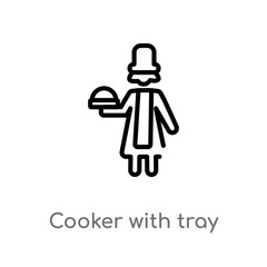 outline cooker with tray vector icon. isolated black simple line element illustration from people concept. editable vector stroke cooker with tray icon on white background