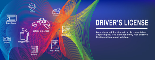 Drivers Test and License Icon Set and - Web Header Banner