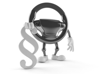 Car steering wheel character with paragraph symbol