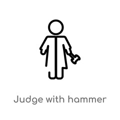 outline judge with hammer vector icon. isolated black simple line element illustration from people concept. editable vector stroke judge with hammer icon on white background