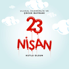23 april national sovereignty and children's day in Turkey Vector Illustrations