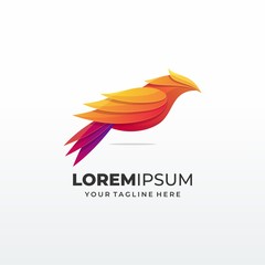 Obraz premium Bird abstract concepts,in bright gradient colors - phoenix birds and fire icons