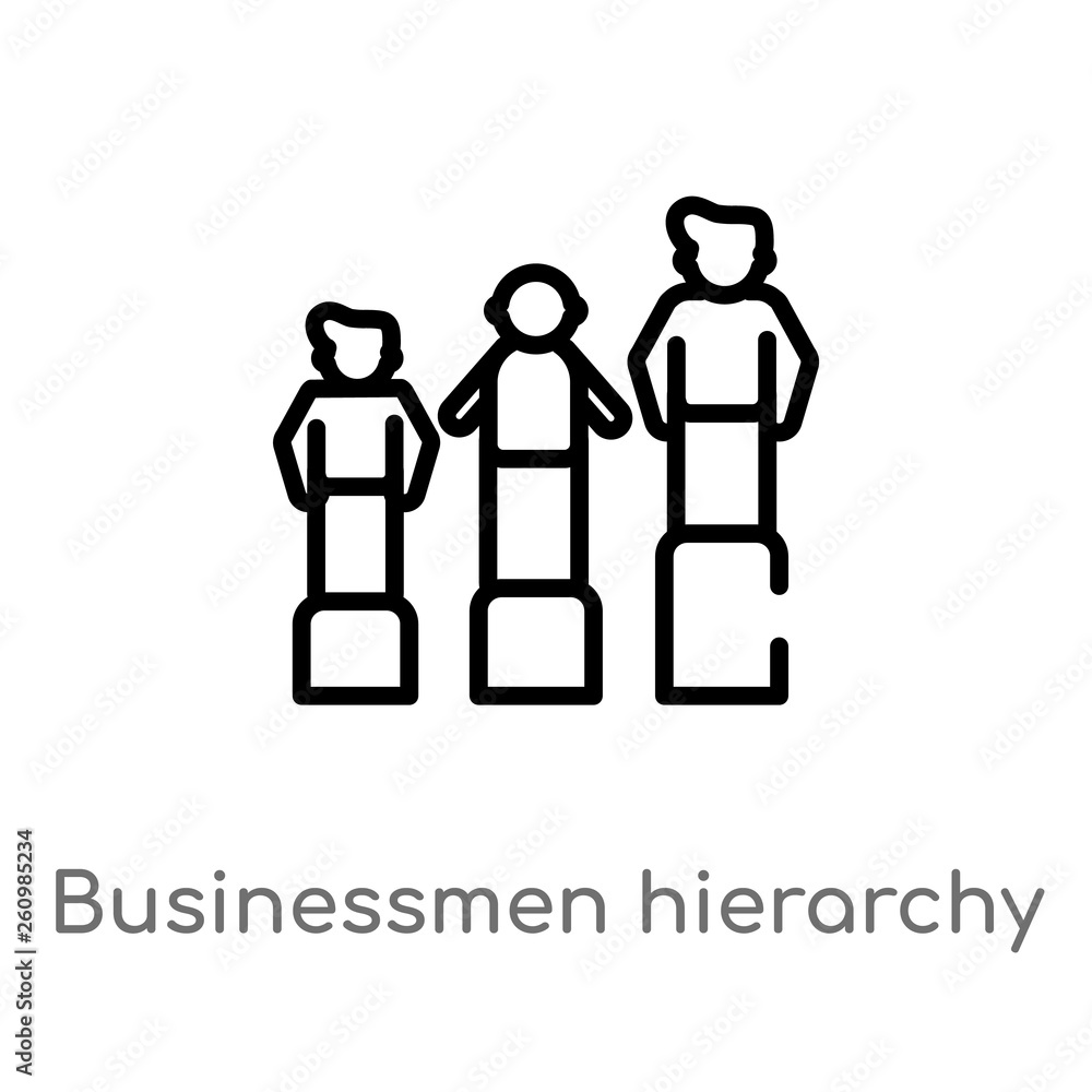 Poster outline businessmen hierarchy vector icon. isolated black simple line element illustration from peop