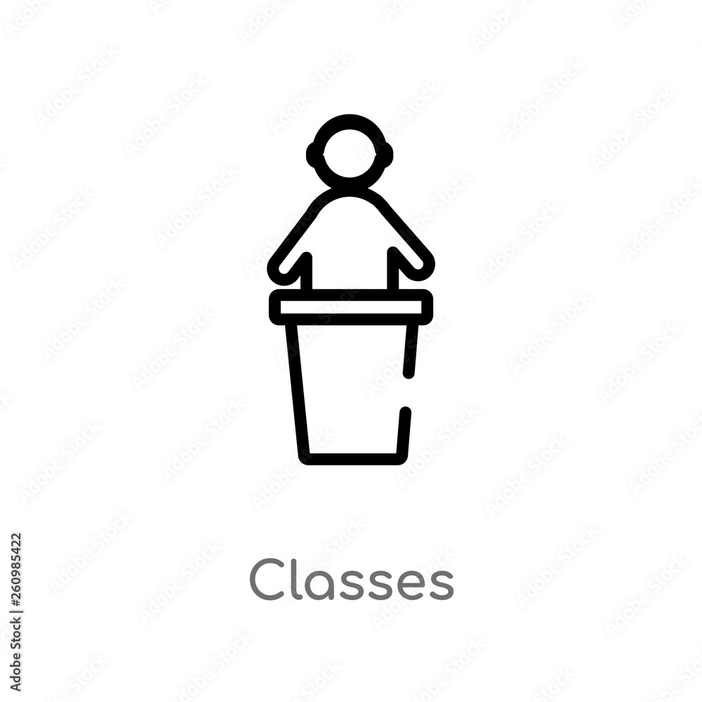 Poster outline classes vector icon. isolated black simple line element illustration from people concept. ed