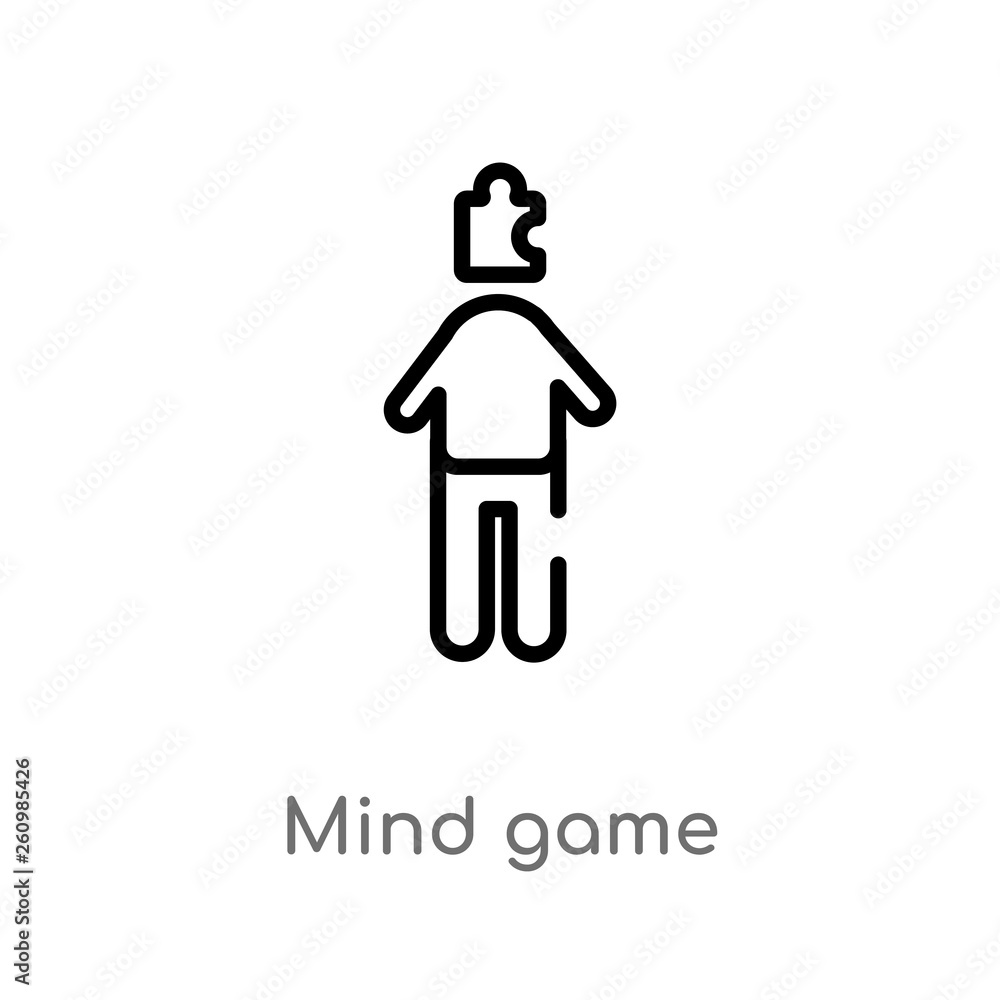 Poster outline mind game vector icon. isolated black simple line element illustration from people concept. 