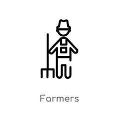 outline farmers vector icon. isolated black simple line element illustration from people concept. editable vector stroke farmers icon on white background