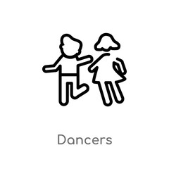 outline dancers vector icon. isolated black simple line element illustration from people concept. editable vector stroke dancers icon on white background