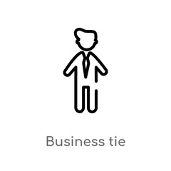outline business tie vector icon. isolated black simple line element illustration from people concept. editable vector stroke business tie icon on white background