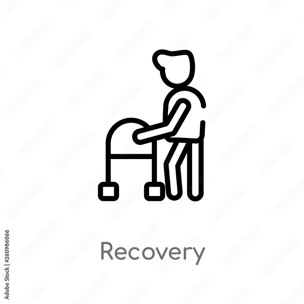 Poster outline recovery vector icon. isolated black simple line element illustration from people concept. e