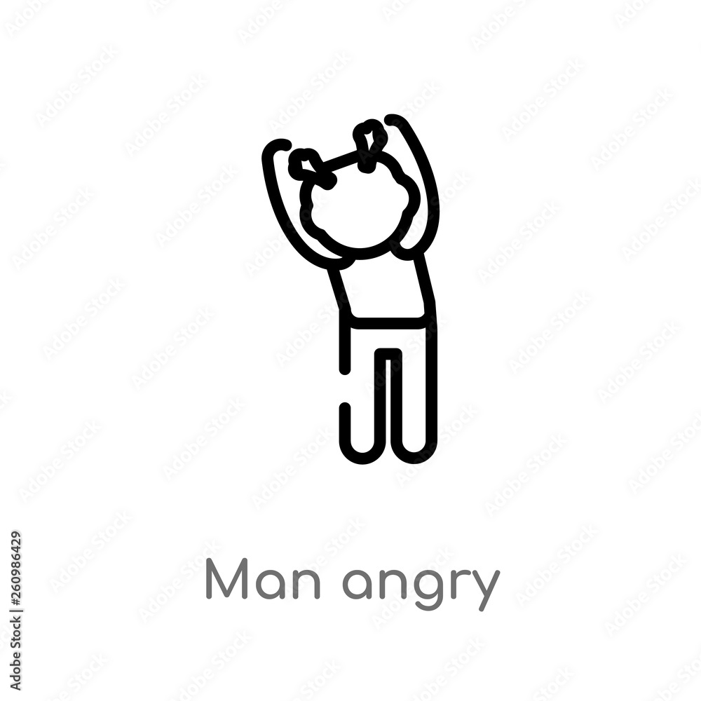 Poster outline man angry vector icon. isolated black simple line element illustration from people concept. 