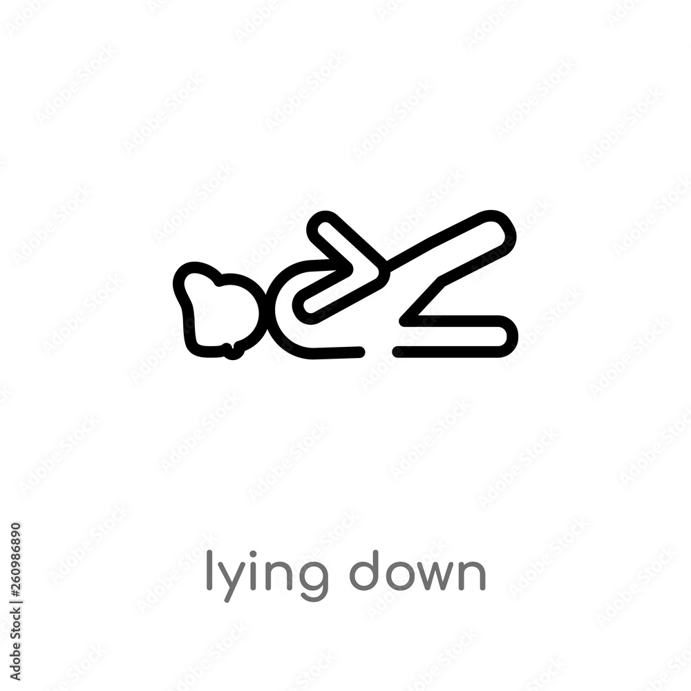 Aufkleber outline iying down vector icon. isolated black simple line element illustration from people concept.