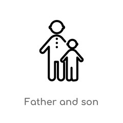 outline father and son vector icon. isolated black simple line element illustration from people concept. editable vector stroke father and son icon on white background