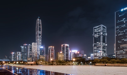 Fototapeta premium Night View of Urban Architecture in Shenzhen..