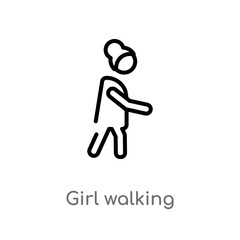 outline girl walking vector icon. isolated black simple line element illustration from people concept. editable vector stroke girl walking icon on white background